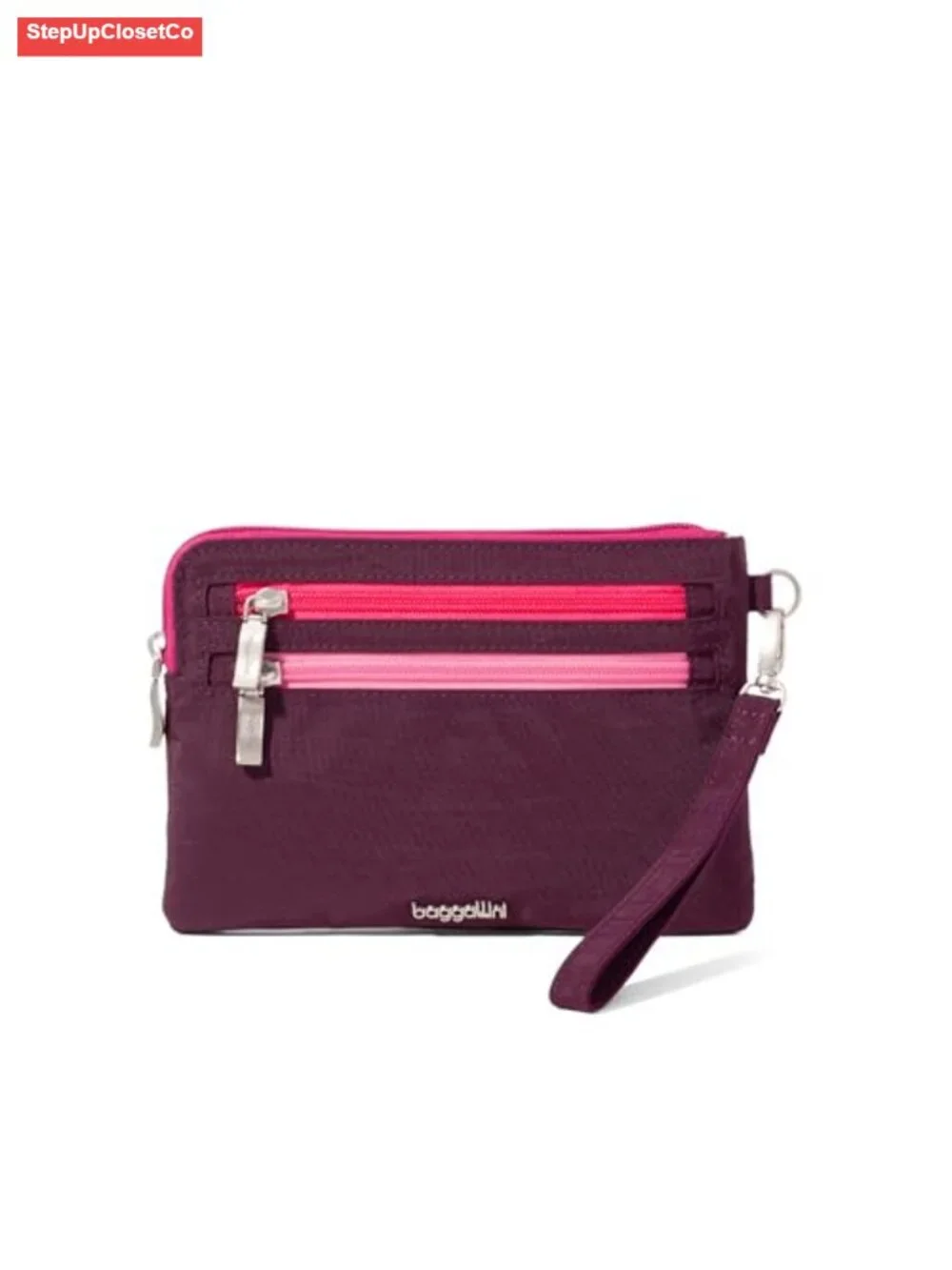 Baggallini RFID Blocking Currency Organizer Wristlet with Detachable Strap,
